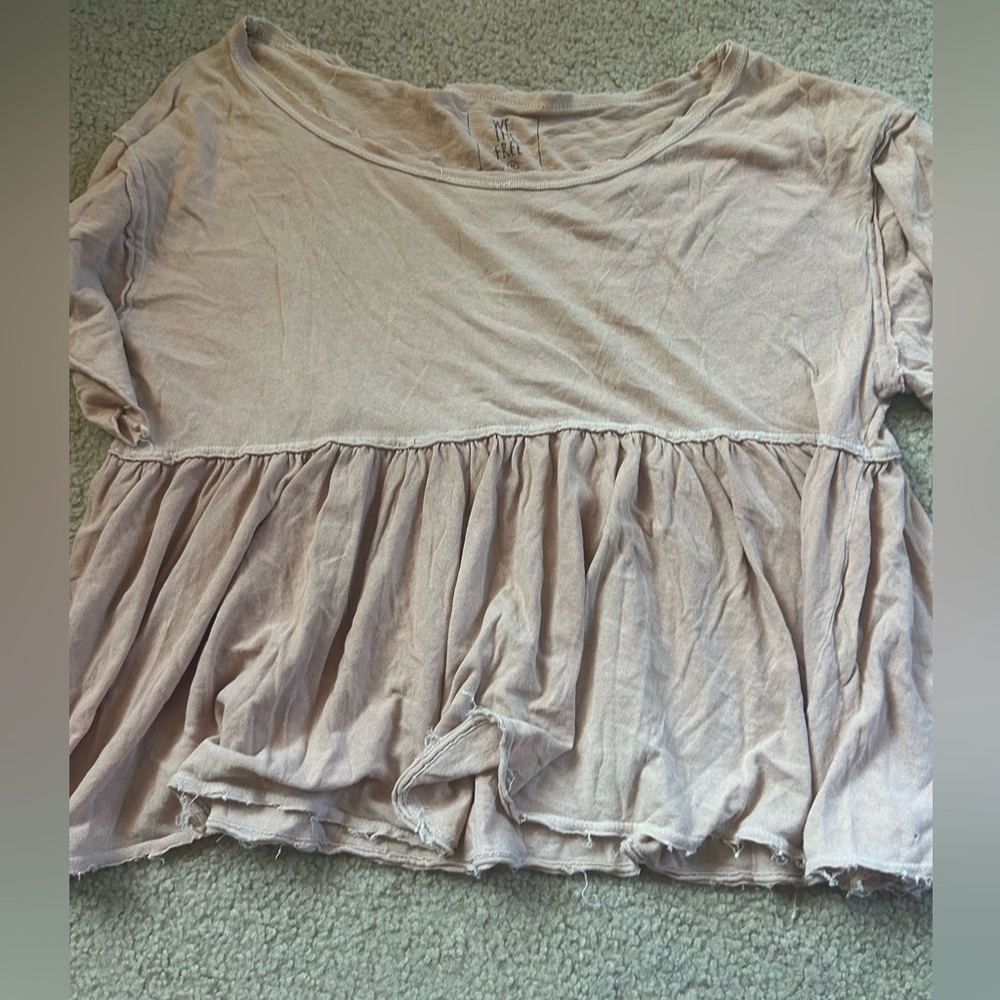 We the free oversized babydoll tee with distresssed collar
